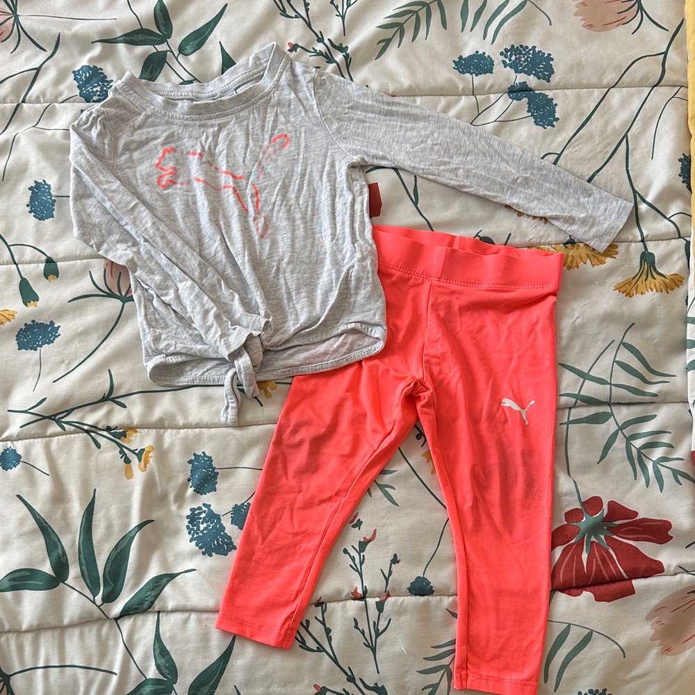 Puma Kids Matching Set in Gray and Pink